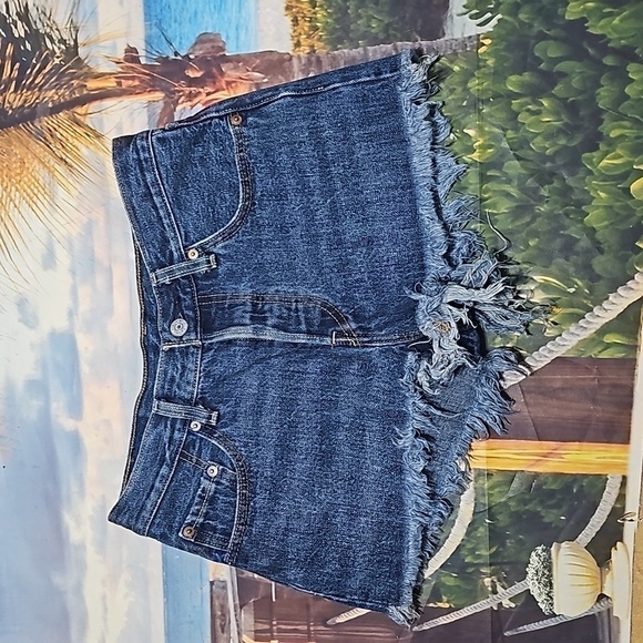 Levi's 501 4 Button Fray Hem Shorts Size 25 - Picture 1 of 5